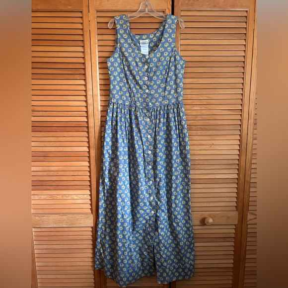 Laura Ashley Dresses & Skirts - Vintage Laura Ashley Blue Floral Button-Down Maxi Dress Sz 10 UK/6 US